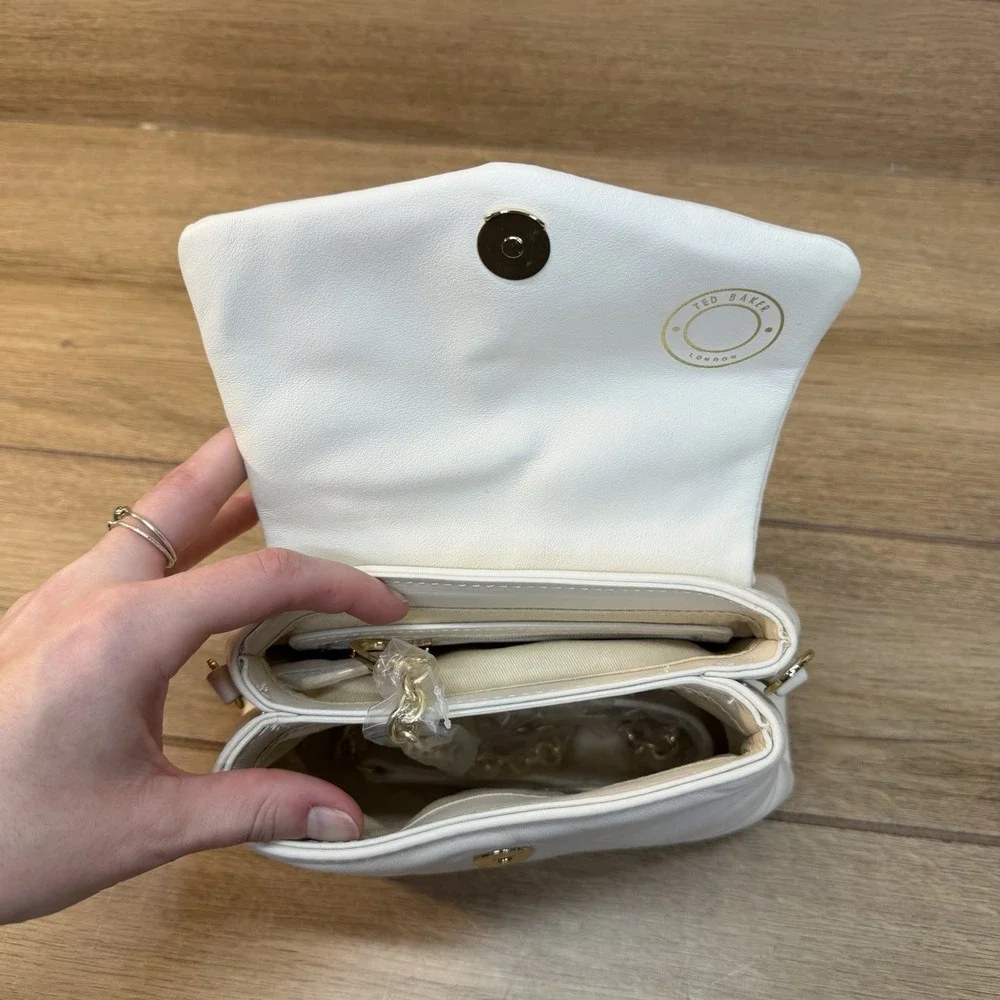 Ted Baker Poppy Small Satchel Crossbody - Cream with Gold Hardware NWT